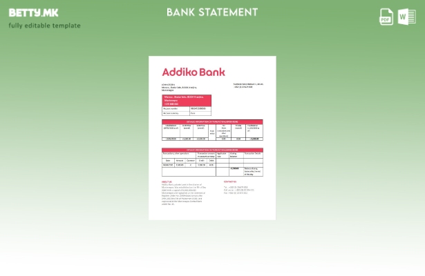 модерен стил Монтенегро Адико шаблон за извод од банка